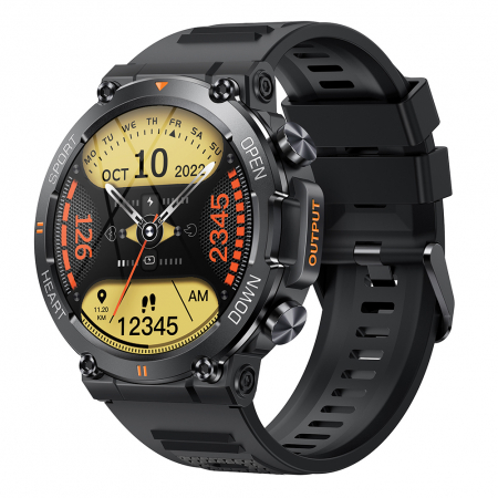 Ceas smartwatch barbati TIO® Pro Combat, 1.4 inch IPS HD, apel bluetooth HD, multi sport, monitorizare ritm cardiac multi point, oxigen sange, tensiune arteriala, difuzor, IP67 [0]