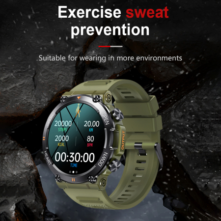 Ceas smartwatch barbati TIO® Pro Combat, 1.4 inch IPS HD, apel bluetooth HD, multi sport, monitorizare ritm cardiac multi point, oxigen sange, tensiune arteriala, difuzor, IP67 [12]