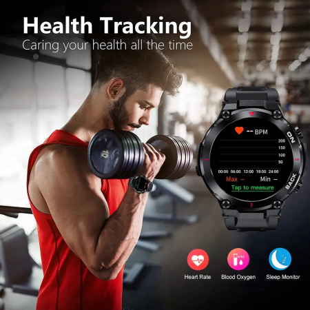 Ceas Smartwatch Barbati TIO®, Sport, 1.32”IPS, HD, GPS track, Somn, Pedometru, Monitorizare cardiaca, Oxigen, Rezistent la apa IP68, Notificari ApeluriSmsSocial Media, Vibratii [5]