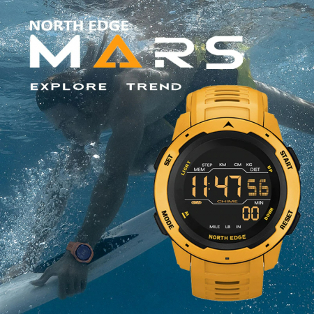 Ceas smartwatch NORTH EDGE Mars Galben Pedometru Alarma Monitorizare activitate fizica [2]