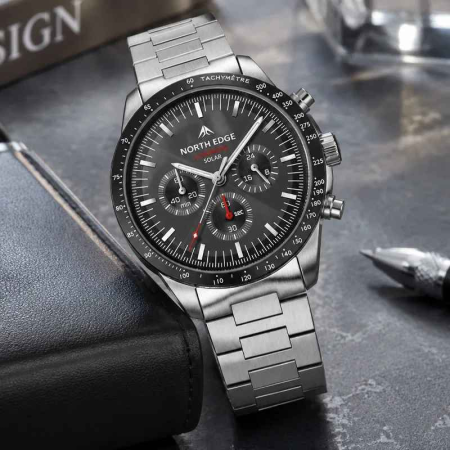 Ceas Solar NORTH EDGE LONGWINGS Cronograf, Oțel 316L, 50M, 42mm [1]