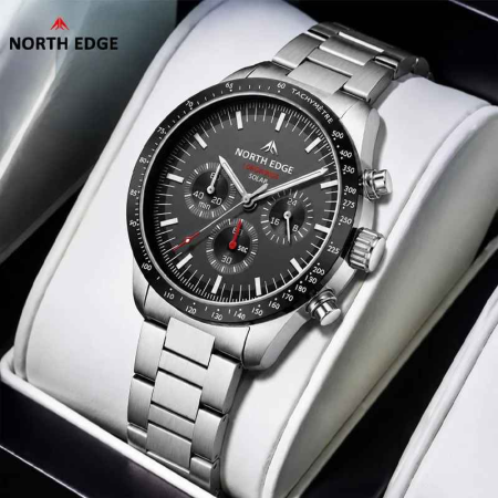 Ceas Solar NORTH EDGE LONGWINGS Cronograf, Oțel 316L, 50M, 42mm [4]