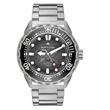 Ceasuri barbatesti - Ceas Solar NORTH EDGE TRITON-TI Diver, Titan, Bezel Ceramic, 300M, 45.9mm