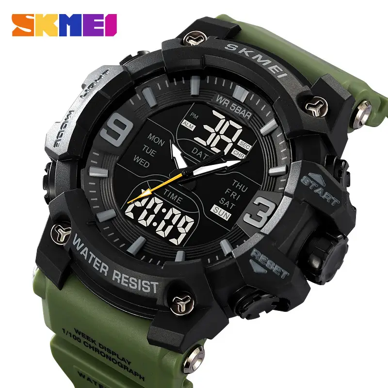 Ceas Sport Bărbătesc SKMEI 2222 Verde – Analog-Digital, Dual Time, Alarmă, Cronometru, 50m Waterproof, Design Militar Robust [1]
