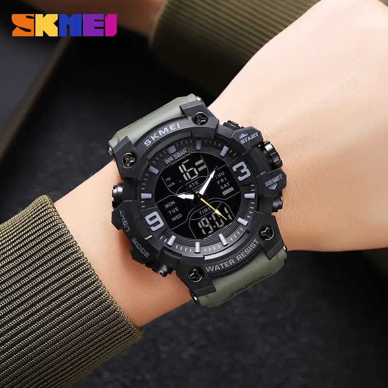 Ceas Sport Bărbătesc SKMEI 2222 Verde – Analog-Digital, Dual Time, Alarmă, Cronometru, 50m Waterproof, Design Militar Robust [4]