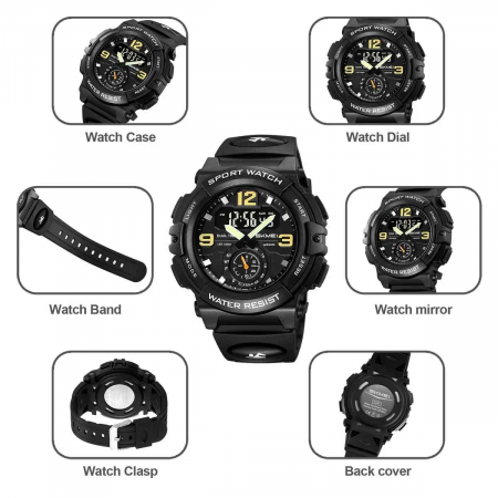 Ceas Sport Bărbătesc SKMEI 2341 – Analog-Digital, LED, Rezistent la Apă 5ATM, Alarmă, Cronometru, Dial Mare [2]