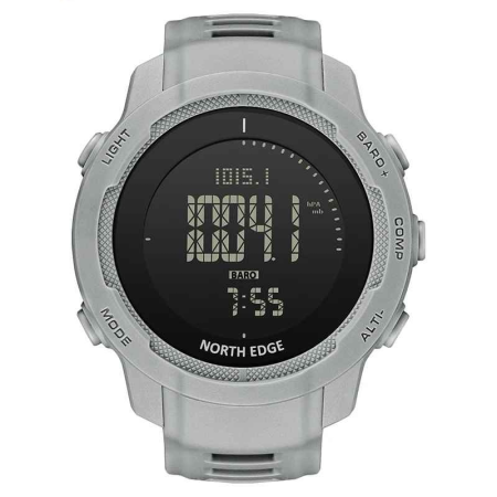 Ceasuri barbatesti - Ceas sport digital NORTH EDGE Vertico, fibră de carbon, cadran negru, altimetru, barometru, busolă, termometru, pedometru, rezistent la apă 50M, bărbați, gri