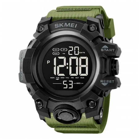 Ceas Sport Militar SKMEI 2140 Verde – Digital, Afișaj LED, Cronometru, Alarmă, Rezistent la Apă 5ATM [0]