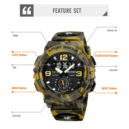 Ceas sport SKMEI 2341 bărbați, digital & analog, camuflaj multicolor, rezistent la apă 50M [1]