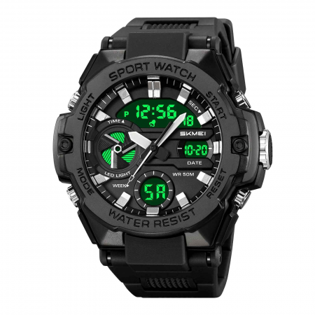 Ceasuri barbatesti - Ceas Sport SKMEI 2383 Negru – Analog-Digital, LED Night Light, Cronometru, Rezistent la Apă 5ATM, Dual Time, Shockproof