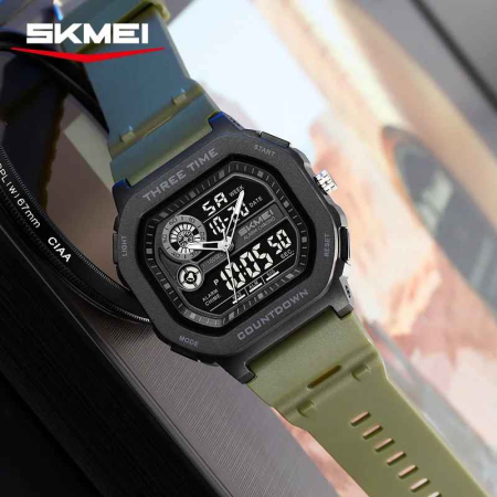 Ceas sport SKMEI 2641 bărbați, digital, verde militar, rezistent la apă 30M, funcție countdown [1]