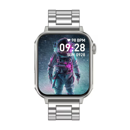 Smartwatch - COLMI P80 Silver Steel – Smartwatch 1.83” HD, Bluetooth 5.3, Brățară Oțel Inoxidabil, Monitorizare Puls, Somn & Sport, IP67 Waterproof, Android & iOS