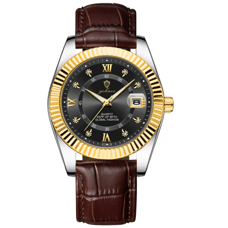 Modele noi - Gohuos, Ceas barbatesc, Quartz, Casual, Analog, Data, Maro Negru