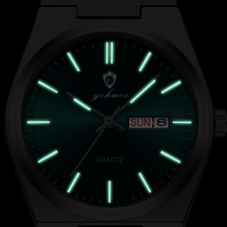 Gohuos, Ceas barbati de mana, Casual, Quartz, Data, Zilele saptamanii, Otel, Argintiu Albastru [2]