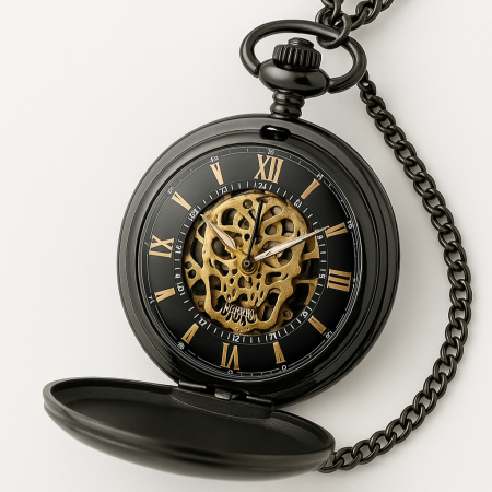 Ceasuri de buzunar - Gorben P186 Ceas de Buzunar Mecanic Retro Skeleton, Hand Wind, Lanț, Roman