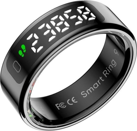 Smart Rings - Inel Inteligent COLMI R12 Black cu Afișaj Digital, Monitorizare Puls, SpO2, Somn, Bluetooth 5.2
