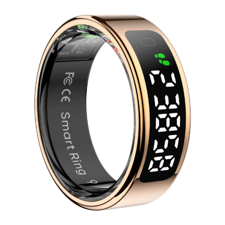 Smart Rings - Inel Inteligent COLMI R12 Rose Gold cu Afișaj Digital, Puls, SpO2, Monitorizare Somn