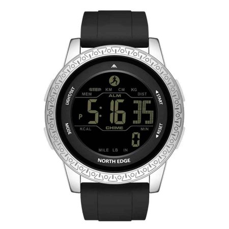 Smartwatch - NORTH EDGE APOLLO – Ceas sport digital, ecran FSTN, 50M rezistent la apă, cronometru, alarme multiple, curea silicon, ușor și durabil