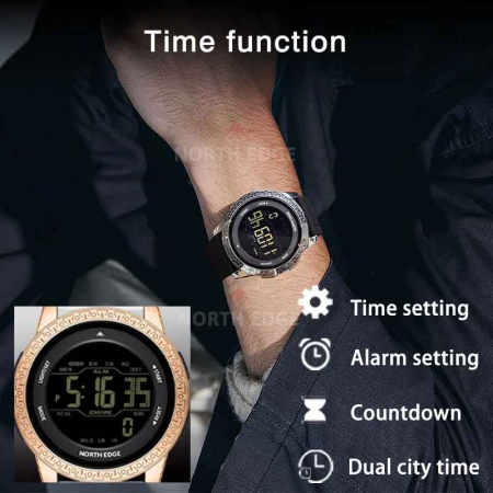 NORTH EDGE APOLLO – Ceas sport digital, ecran FSTN, 50M rezistent la apă, cronometru, alarme multiple, curea silicon, ușor și durabil [2]