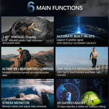 NORTH EDGE Crossfit 3 – Smartwatch sport pentru bărbați, GPS, ecran AMOLED, rezistent 50M, cu altimetru, barometru și busolă [4]