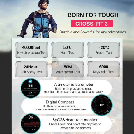 NORTH EDGE Crossfit 3 – Smartwatch sport pentru bărbați, GPS, ecran AMOLED, rezistent 50M, cu altimetru, barometru și busolă [2]