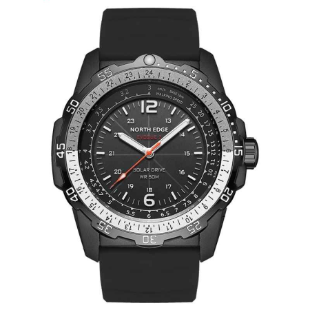 Ceasuri barbatesti - NORTH EDGE EVOQUE 2 – Ceas sport solar-drive, autonomie 180 zile, rezistență la apă 50M, carcasă metalică, curea silicon 24mm