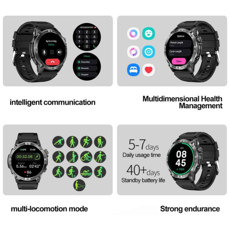 NORTH EDGE HK08 Smartwatch GPS 1.43'' AMOLED, Bluetooth Call, Altimetru, Barometru, Compas, Monitorizare Puls, Oxigen, Somn, 7 Zile Baterie, Fitbeing App [2]