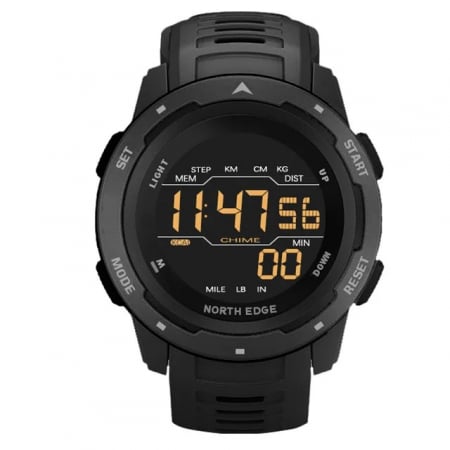 Smartwatch - North Edge Mars, Pedometru, Stil Militar, Army, Sport, Digital, Calorii, Negru