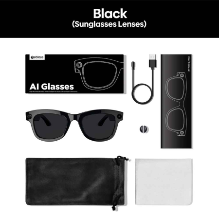 Ochelari Inteligenți AI Zeblaze cu Lentile de Soare Negre, Cameră 5 MP, Filmare 1080P, Asistent AI, Bluetooth 5.3, 32 GB, IPX4 [1]