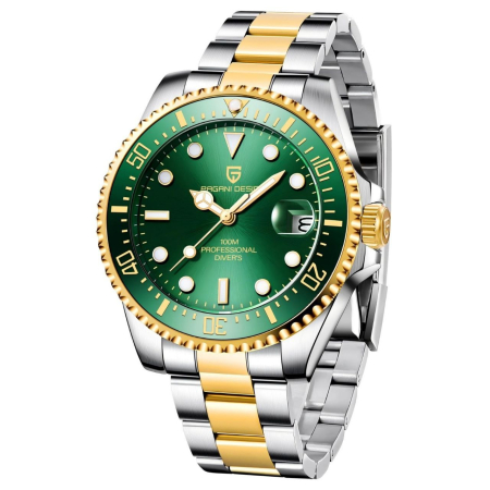 Ceasuri barbatesti - Pagani Design PD-1683 Cadran Verde Ceas Bărbați Quartz Miyota 2315, Oțel Inoxidabil, Sapphire Crystal, Bezel Ceramic, Waterproof 100M