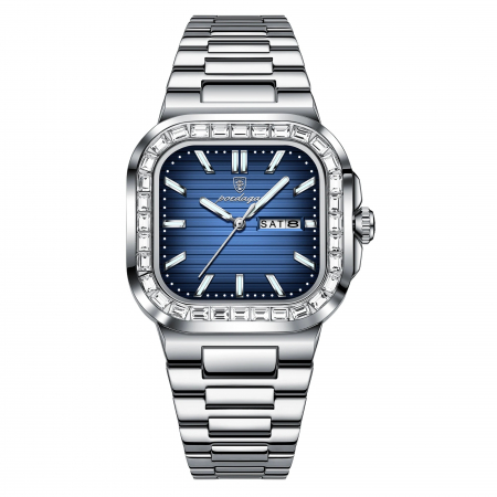 Modele noi - Poedagar Ceas Elegant Casual Fashion Indici Luminosi Otel Argintiu Albastru