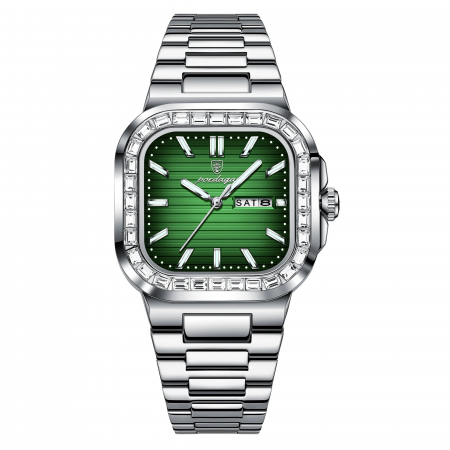 Ceasuri barbatesti - Poedagar Ceas Casual Elegant Fashion Indici Luminosi Otel Argintiu Verde