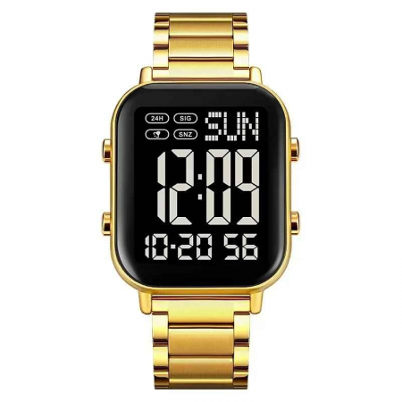Modele noi - SKMEI 1859 Ceas Digital Bărbați – Brățară Inox, Afișaj LED, Cronometru, Rezistent la Apă, Design Rectangular