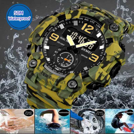 SKMEI 1965 Ceas Sport Bărbați Digital, Multifuncțional, 5ATM Waterproof, Alarmă, Cronometru, Lumină LED, Calendar [2]