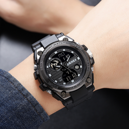 Skmei Ceas barbatesc Casual Cronometru Alarma Digital Analog Negru [1]