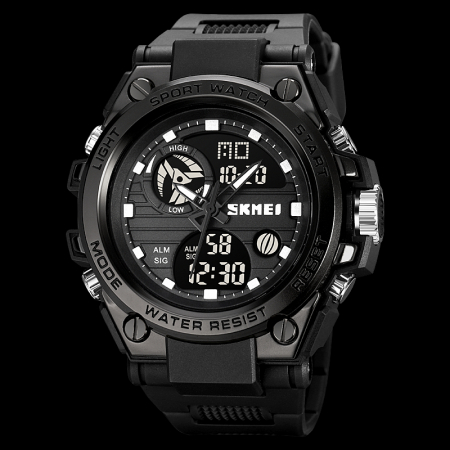 Skmei Ceas barbatesc Casual Cronometru Alarma Digital Analog Negru [3]