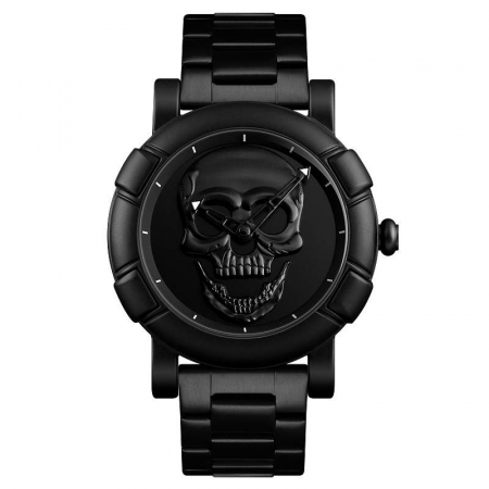 Ceasuri barbatesti - Skmei Ceas barbatesc Craniu Analog Quartz Otel Negru