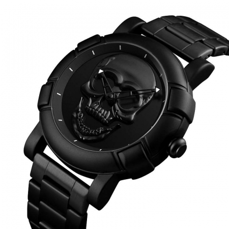Skmei Ceas barbatesc Craniu Analog Quartz Otel Negru [1]