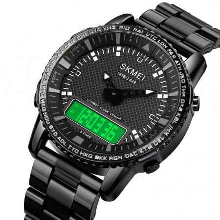 Skmei Ceas cronograf  Led Digital Quartz Analog Negru [1]
