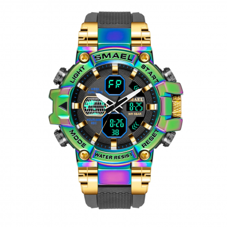 Promotii - Smael Ceas barbatesc de mana Cronograf Led Stil Army Militar Multifunctional Verde