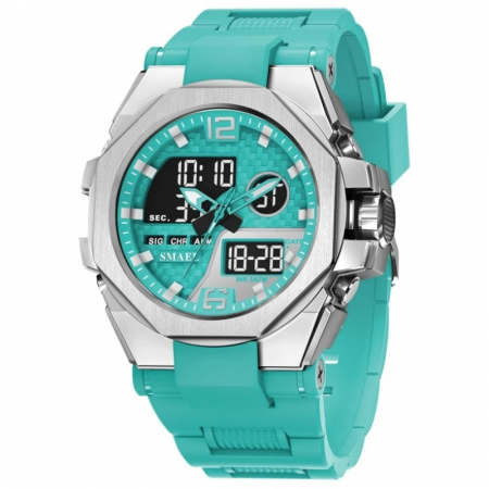 Smael Ceas barbatesc de mana Cronograf Sport Dual time Led Stil Army Militar Multifunctional Albastru [0]