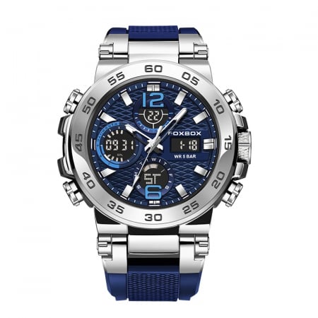Ceasuri barbatesti - Ceas barbatesc FOXBOX Sport Analog Digital Quartz Silicon Otel