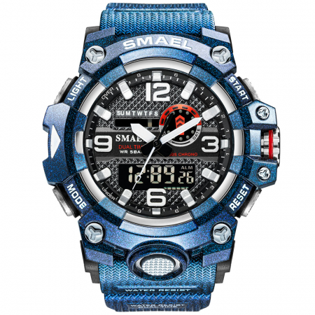 Smael Ceas sport barbatesc Alarma Rezistent la apa Albastru [0]