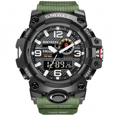 Smael Ceas sport barbatesc Alarma Rezistent la apa Verde militar [0]