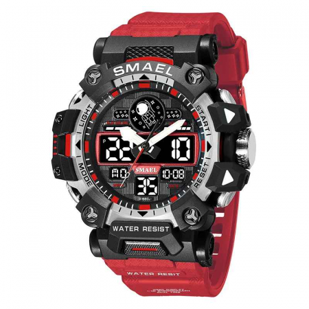Ceasuri barbatesti - SMAEL Ceas Sport Militar Bărbați 50m Rezistent la Apă – Analog-Digital LED Quartz, Multifuncțional