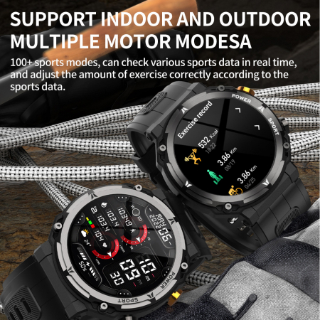 Smartwatch barbati Tio®, 1.32 inch, apel bluetooth HD, multi sport, monitorizare ritm cardiac multi point, tensiune arteriala, oxigen sange, difuzor, notificari, carcasa metalica, IP68 [2]