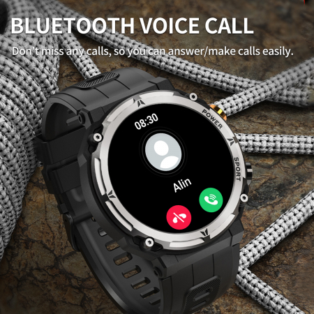 Smartwatch barbati Tio®, 1.32 inch, apel bluetooth HD, multi sport, monitorizare ritm cardiac multi point, tensiune arteriala, oxigen sange, difuzor, notificari, carcasa metalica, IP68 [6]