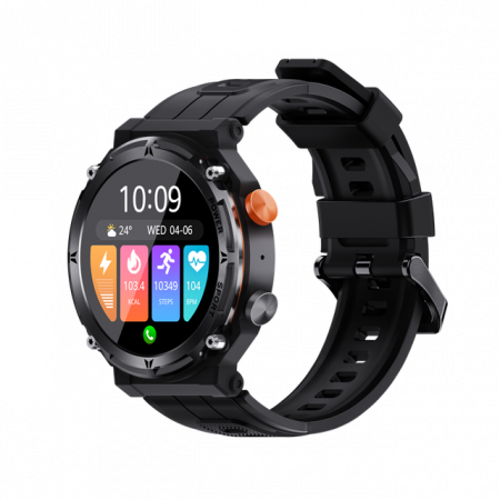 Smartwatch - Smartwatch barbati Tio®, 1.32 inch, apel bluetooth HD, multi sport, monitorizare ritm cardiac multi point, tensiune arteriala, oxigen sange, difuzor, notificari, carcasa metalica, IP68