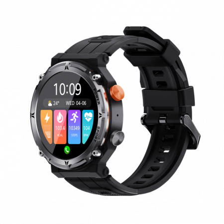 Smartwatch barbati Tio®, 1.32 inch, apel bluetooth HD, multi sport, monitorizare ritm cardiac multi point, tensiune arteriala, oxigen sange, difuzor, notificari, carcasa metalica, IP68 [1]