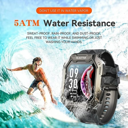Smartwatch Tio Fitness Tracker Stil Militar Rezistenta la apa IP68 Inot Bataile inimii Monitorizeaza Oxigen din sange 24 Sporturi [3]